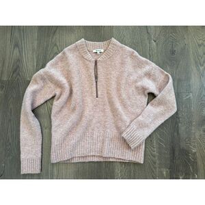 NEW Madewell York Half-Zip Alpaca Wool Sweater Dusty Pink Top Sweatshirt XS